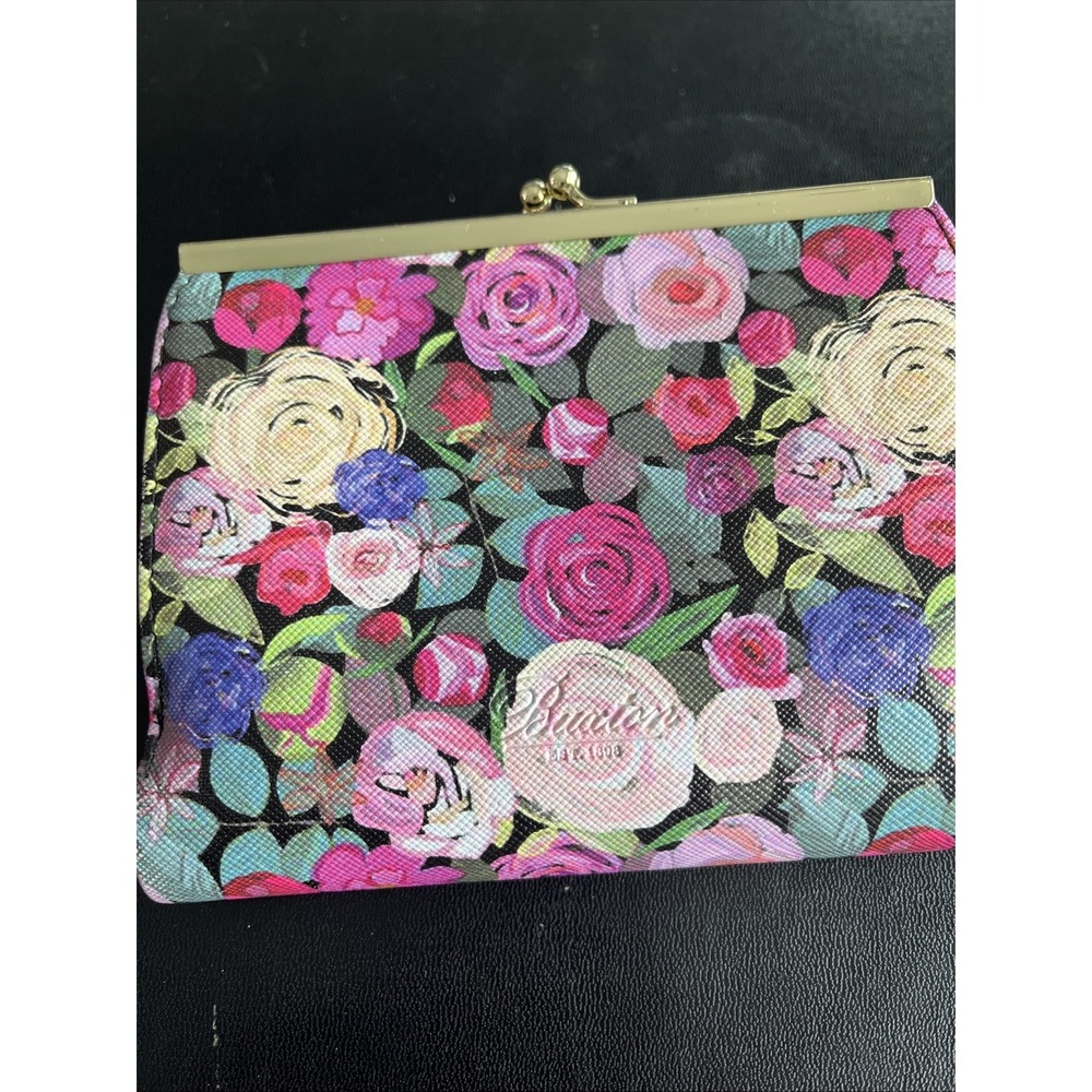 BUXTON VEGAN LEATHER FLORAL MULTI COMPARTMENT WALLET - Picture 2 of 5